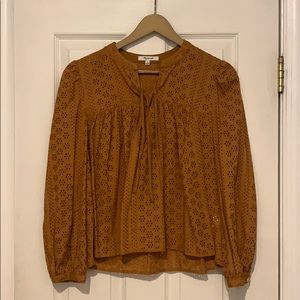 Madewell Eyelet double-tie peasant top